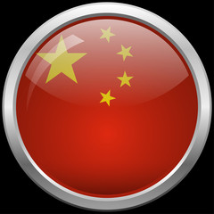Chinese flag glass button vector illustration
