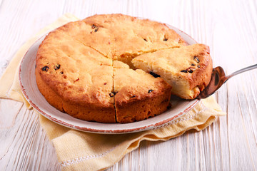Dry cranberry cake, sliced