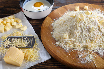 mix of flour, grated cheese and butter
