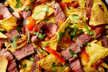 Speciality recipe for entrecote with nachos