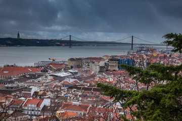 LISBON, PORTUGAL - January 28, 2011: A panoramic view  from the "Castle Sao Jorge"