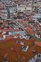 Fototapeta na wymiar LISBON, PORTUGAL - January 28, 2011: A panoramic view from the 