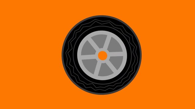 Car tire rotating 2D animation
