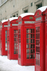Obraz premium phome box, london, uk. 2/3/18 - red london phone box in snow, beast from the east/storm Emma stock, photo, photograph, image, picture, 