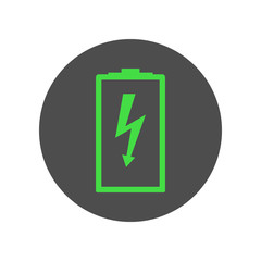 BATTERY with lightning. Vector icon.