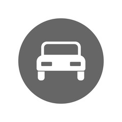 Car icon in circle. Front view. Vector.