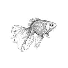 Goldfish illustration, drawing, engraving