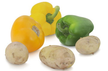 Several  vegetables isolated on white background 