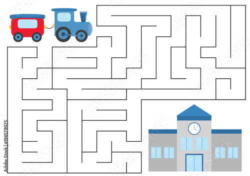 educational maze game for preschool kids help the train