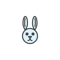 Rabbit animal filled outline icon, line vector sign, linear colorful pictogram isolated on white. Hare head symbol, logo illustration. Pixel perfect vector graphics