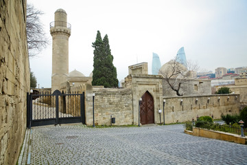 Mosque in Palace of the Shirvanshahs in Baku. Azerbaijan . Shirvanshahs palace. Icheri sheher Old Town of Baku