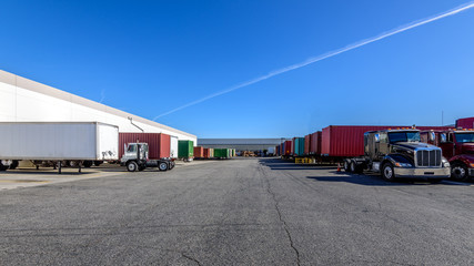 Fototapeta na wymiar Transshipment terminal and warehouse