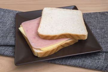 ham and cheese sandwich on plate