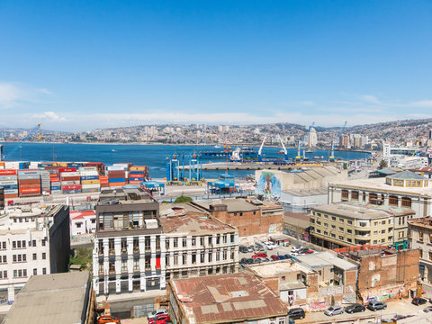 Overview of the city of Valparaiso, the main port of Southamerica, in Chile