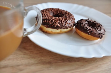 delicious coffee and delicious donuts