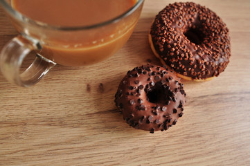 delicious coffee and delicious donuts