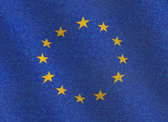 Illustraion of a flying Flag of European Union