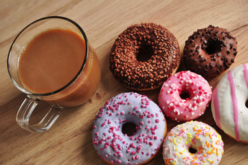 delicious coffee and delicious donuts