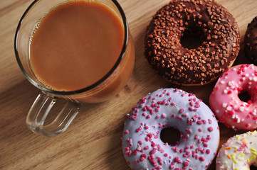 delicious coffee and delicious donuts