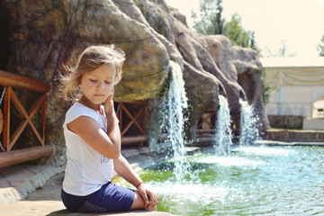 girl near the fountain