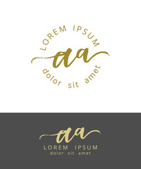 A A. Initials Monogram Logo Design. Dry Brush Calligraphy Artwork