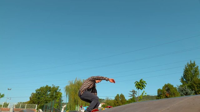 Skateboarding in the park, slow motion