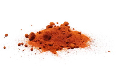 Pile of red paprika powder isolated on white, with clipping path