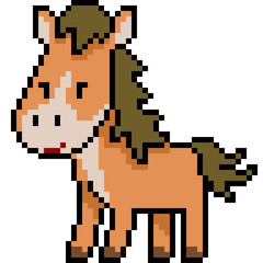 vector pixel art horse brown