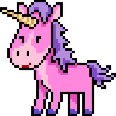 vector pixel art unicorn pink