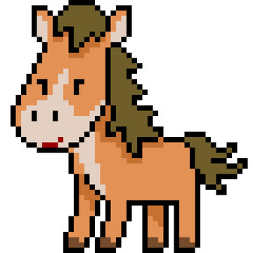 Vector Pixel Art Horse Brown