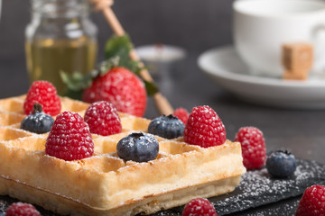 Brussels waffles with fresh fruit