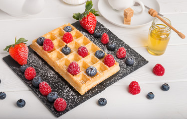 Brussels waffles with fresh fruit