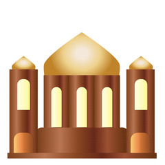 Brown building with light in the windows