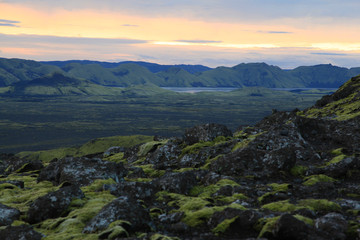 Sunset on Lakagigar in Iceland