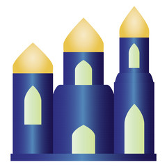 Blue Rich Building with Golden Roofs