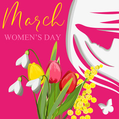 Postcard on the day of March 8. Women's Day.