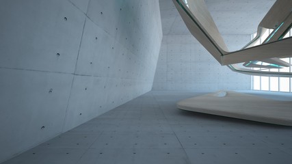 Fototapeta premium Empty dark abstract concrete and wood smooth interior. Architectural background. 3D illustration and rendering