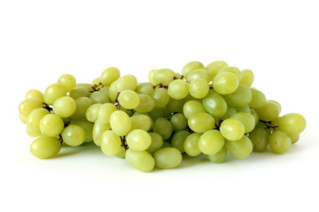 Fresh green grapes isolated on white background, bunch of grapes. Vegetarian Concept, Organic...