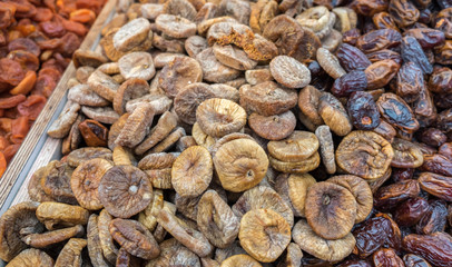 dried figs and dates sold at city farmers market