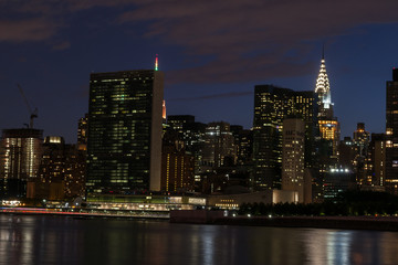 Skyline of the east side of midtown Manhattan at night