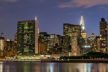 Fototapeta na wymiar Skyline of the east side of midtown Manhattan at night