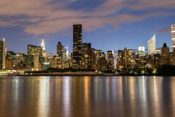 Fototapeta na wymiar Skyline of the east side of midtown Manhattan at night