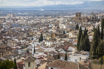 Fototapeta na wymiar General city view from lookout in Granada, Spain.