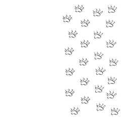 Prints of silhouettes of the paws of the animal. Traces of the beast on a white background isolated. 