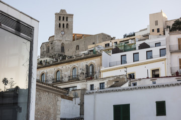 Fototapeta na wymiar Historic area, Dalt Vila, fortified upped town,UNESCO world heritage site. Ibiza, Spain.