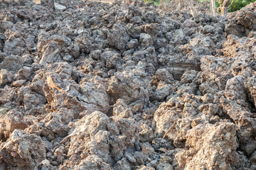 pile of cracked soil on construction site in thailand