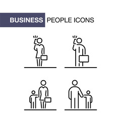 Business people icons set simple line flat illustration
