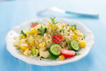 Healty salad with couscous  and vegetables