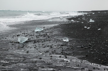 Iceland coast and black sand