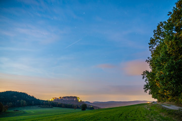 Sonnenuntergang Sächsische Schweiz mit Festung Königstein 2